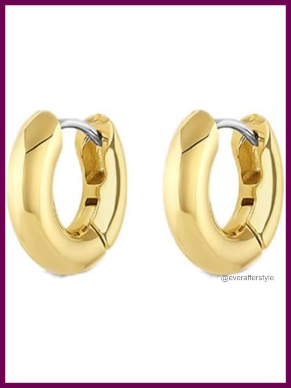 Lou Huggies Hoop Earrings 18K Gold Plated Hinged Secure Closure